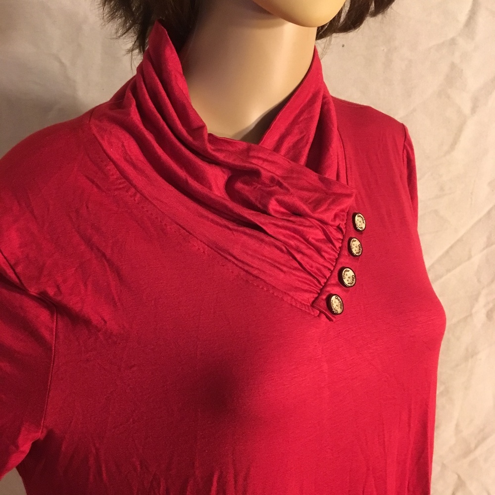 NIB Leo Rosi Michelle Button Tunic Red - Picture 5 of 6